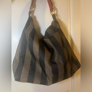 Fendi Large Stripe Pequin Canvas Bag